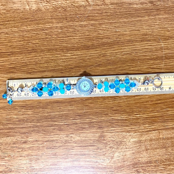 Silver and Blue Beaded Women's Watch - Picture 5 of 8